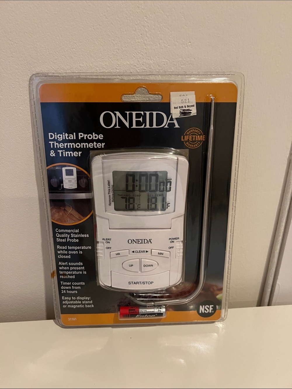 Oneida White Digital Probe Thermometer with Black Stainless Probe